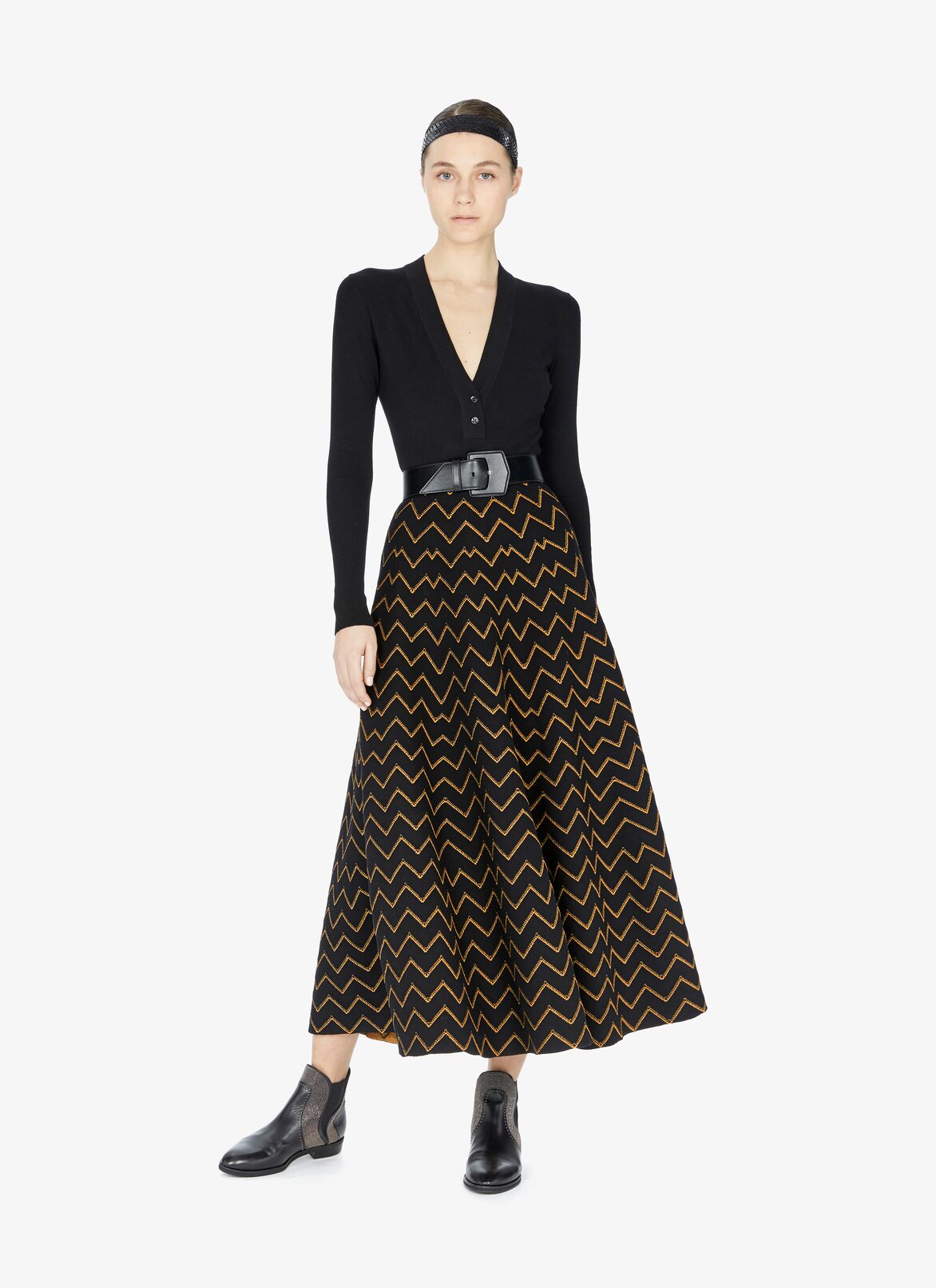 SKIRT NAZARE BLACK/OR ALAÏA BLACK/GOLD  SKIRT NAZARE BLACK/OR